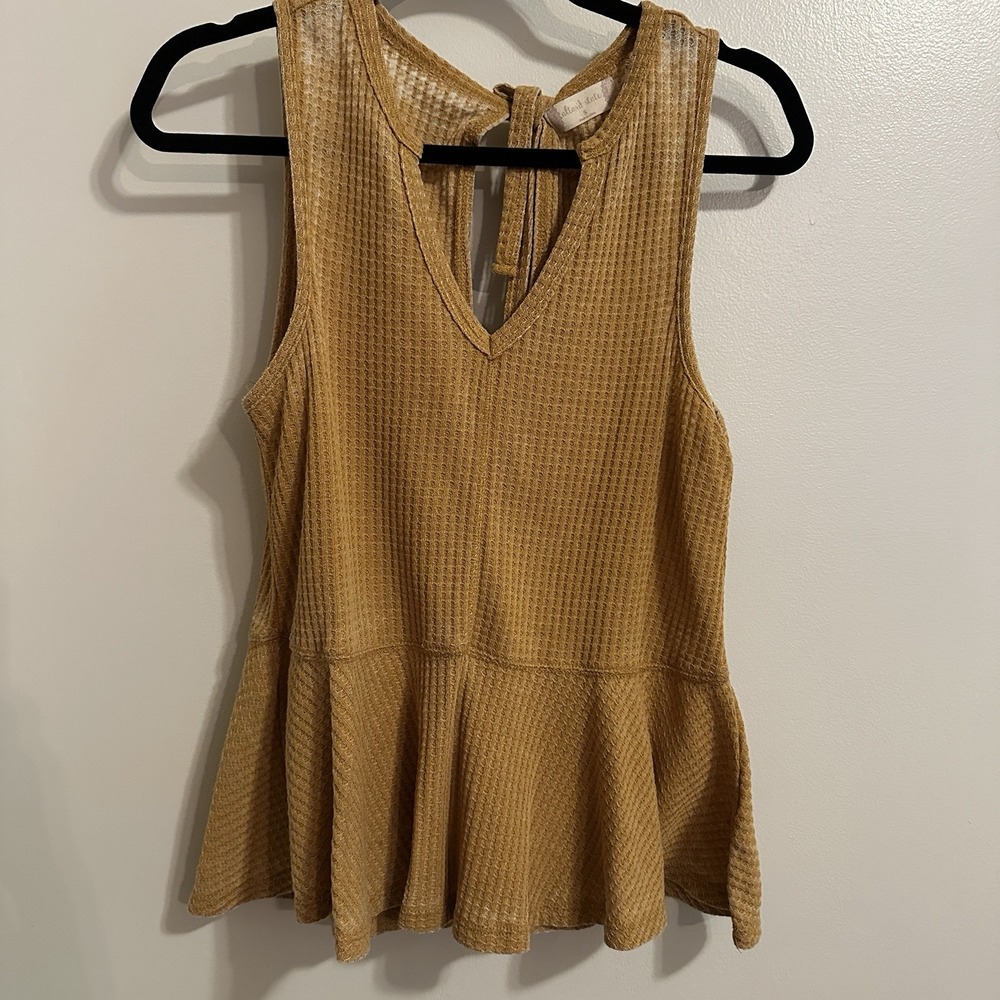 Altar'd‎ State Tank Top Mustard V-Neck Ruffle Hem Sz S Boho top